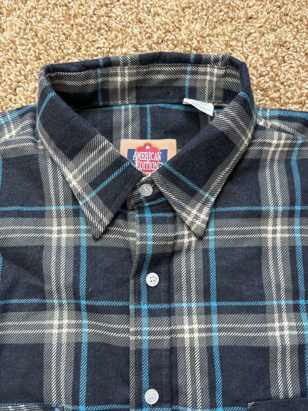 Vintage American Edition Made In USA Plaid Flannel Long Sleeve Shirt Size XL